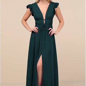 Lulus I'm All Yours Emerald Green Ruffled Maxi Dress